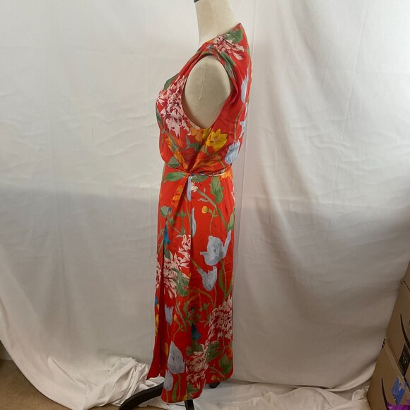 Alice + Olivia Wrap Dress 6 Floral Red Blue Green Yellow Orange Sleeveless - Picture 6 of 12